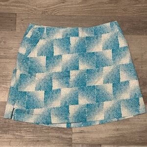Lady Hagen Teal and White Geometric Mini Skirt